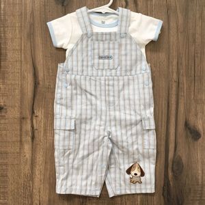 New Carter’s baby onesie and overalls, 6 months